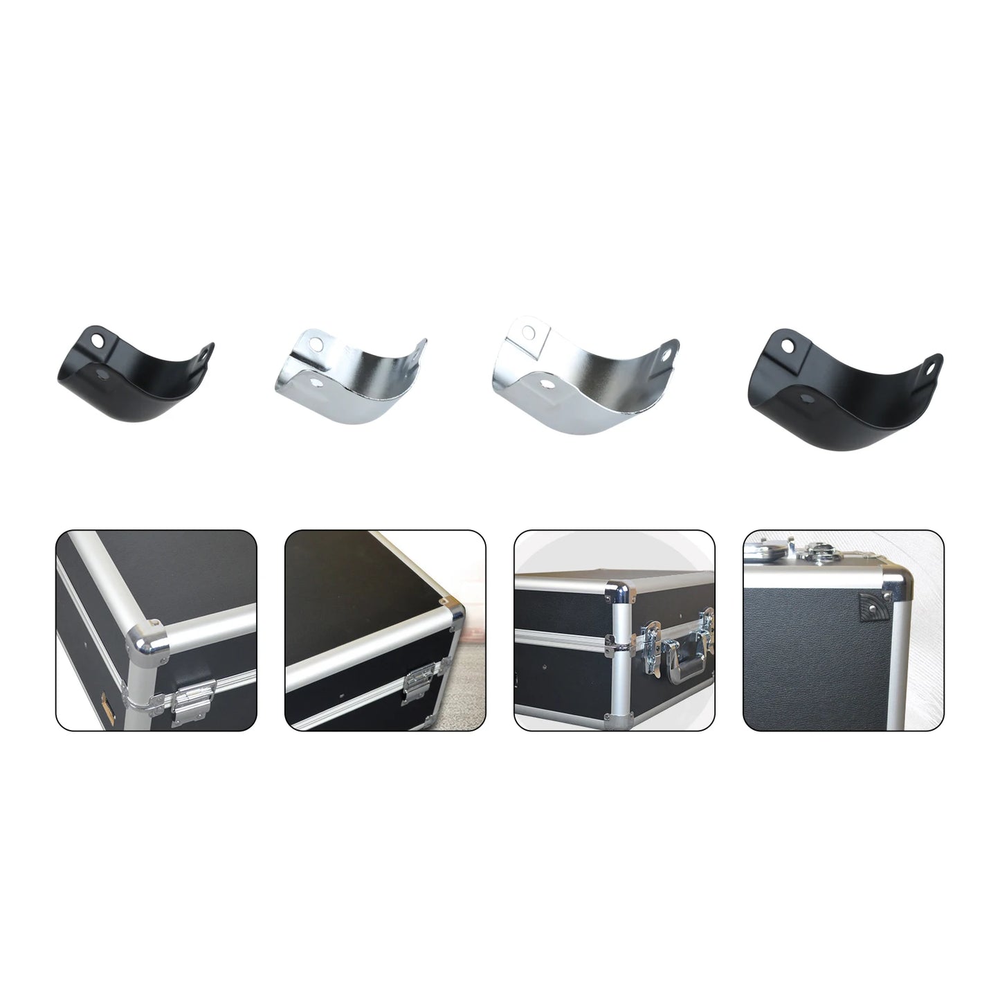 4er Set Eckschutz Metall für Koffer Boxen – 26mm/29mm Silber/Schwarz