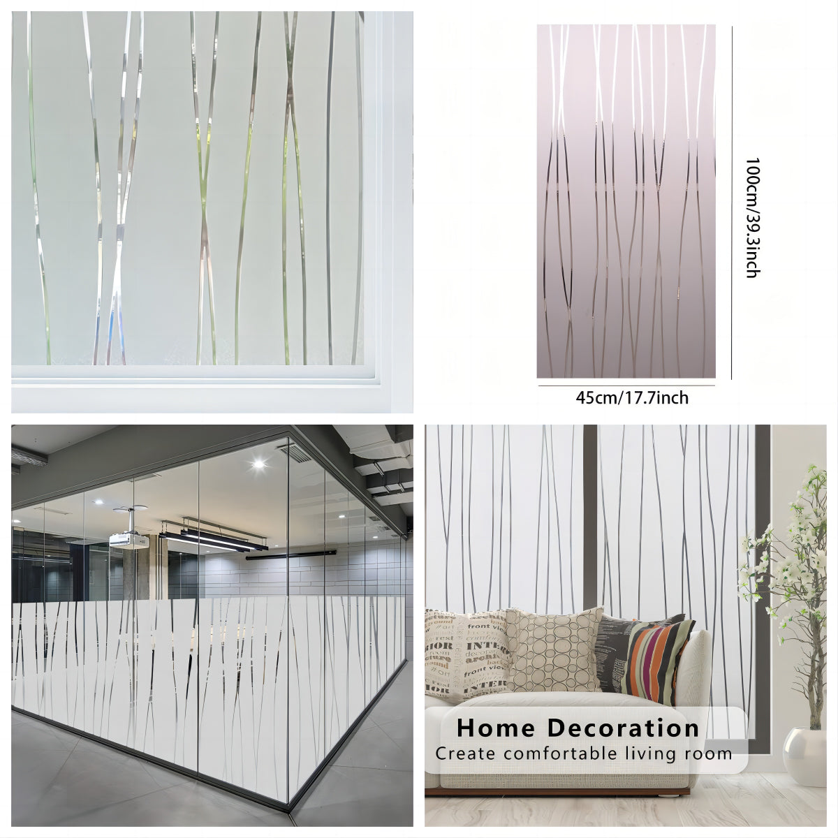 Mattierte Sichtschutzfolie mit Streifenmuster für Glasfenster