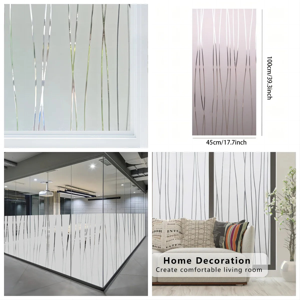 Mattierte Sichtschutzfolie mit Streifenmuster für Glasfenster