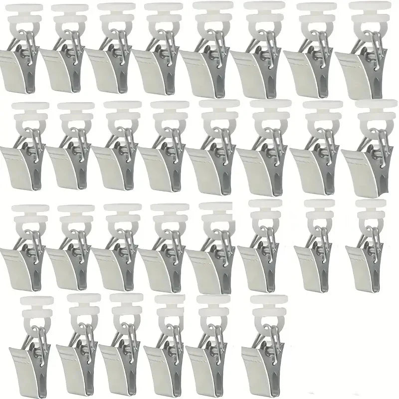 30 teiliges Set Metallvorhangklammern mit Nylonrollen für Schienen