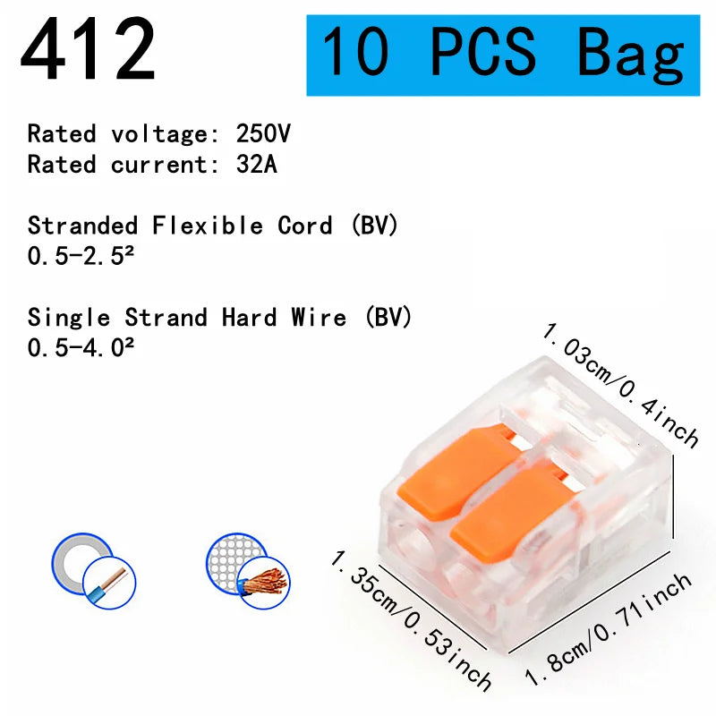 Sichere & einfache Verbindung: 10–75 orangefarbene Universal-Schnellsteckklemmen 250V/32A