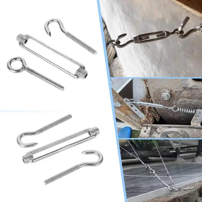 Edelstahl Haken und Öse Spanner Einstellbar Draht Seil Spannung Segel Garten-Yabubest - Home & More