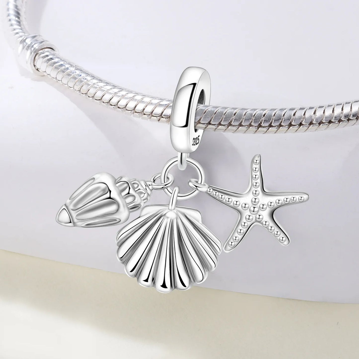 925 Sterling Silber Muschel Seestern Anhänger für Armband