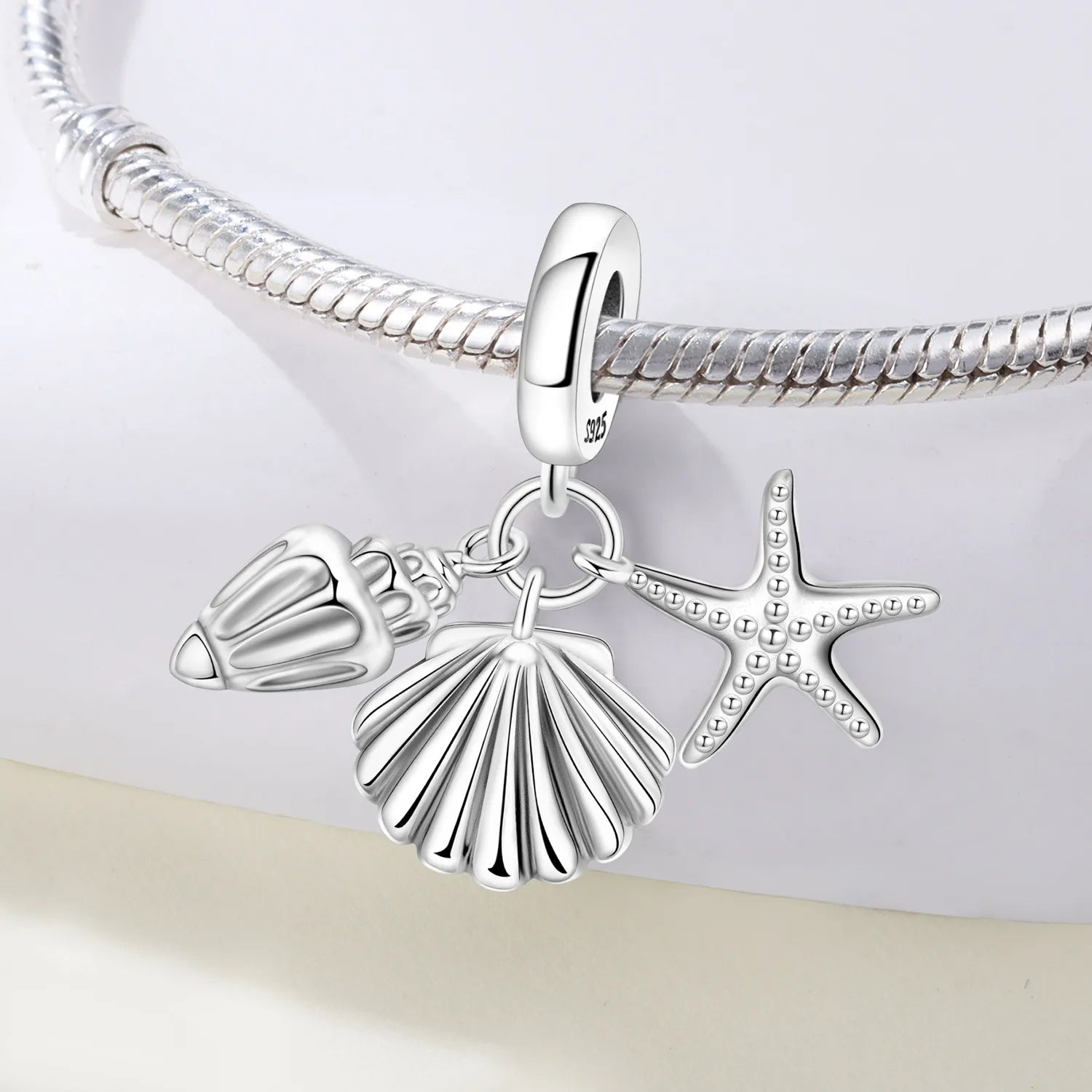 925 Sterling Silber Muschel Seestern Anhänger für Armband