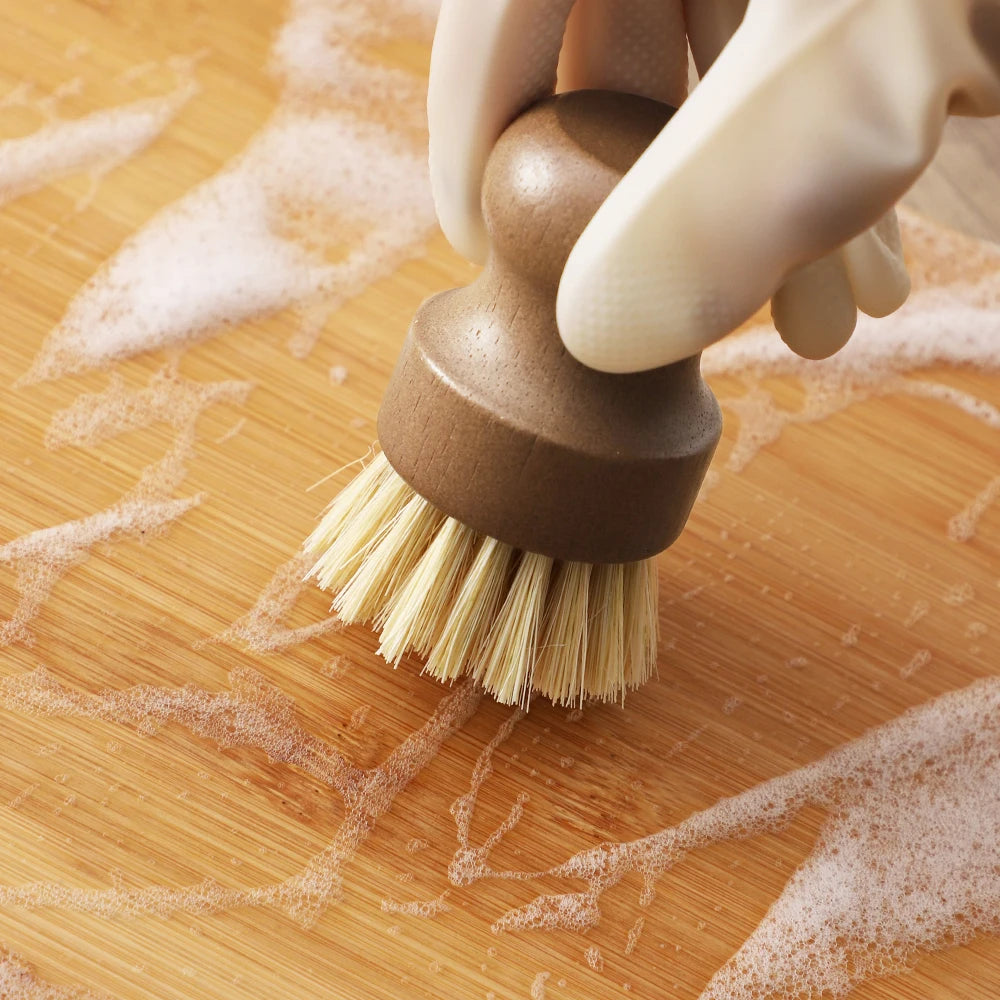 Umweltfreundliche Topfbürste mit Sisal-Holzgriff für Küche und Geschirrspüler