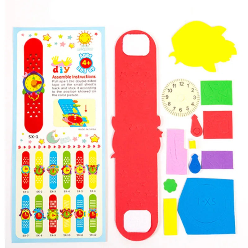 Kreatives DIY EVA Schaum Uhren Bastelset für Kinder - Tier - Kunst Handwerk
