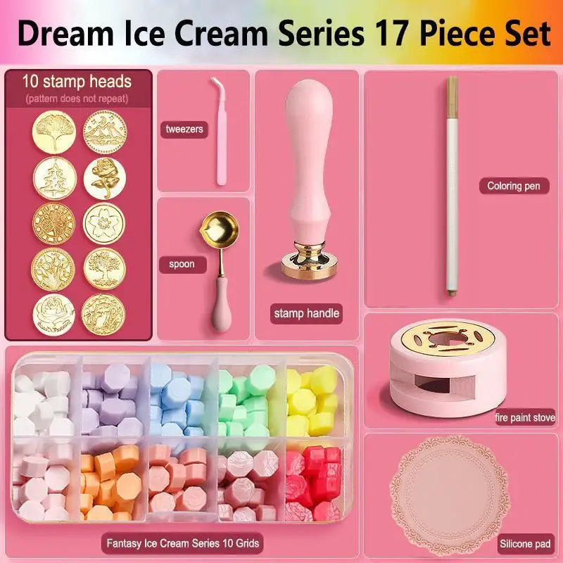 Dekoratives Wachs Siegel Stempel Set zum Basteln