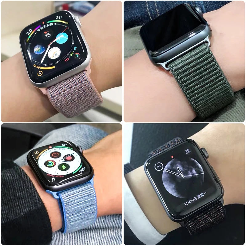 Nylon Schlaufenarmband für Apple Watch alle Serien und Größen