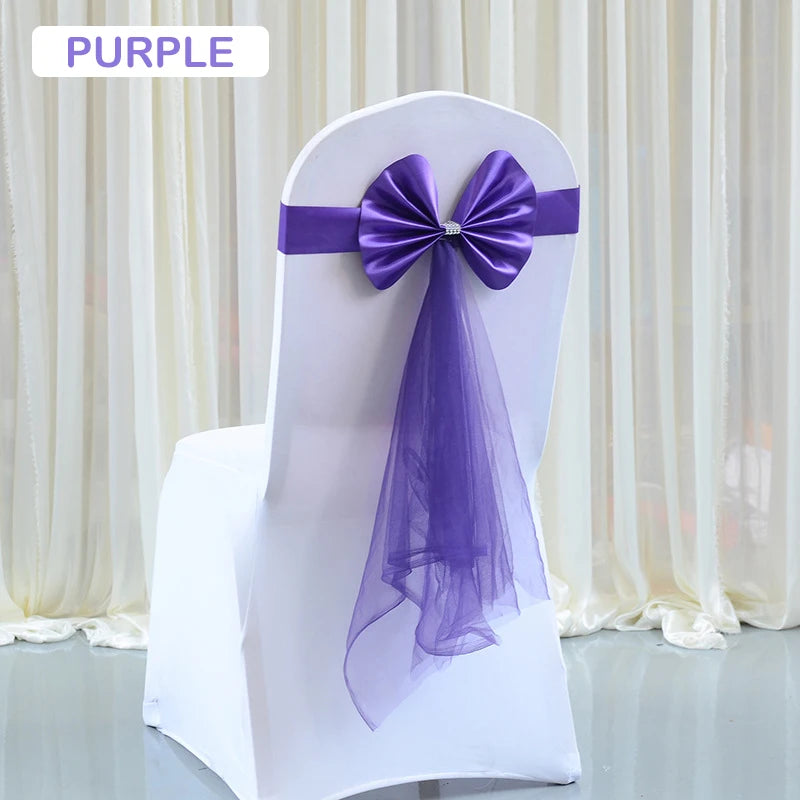 Stretch Stuhlschärpen aus Organza mit Schleifen für Events