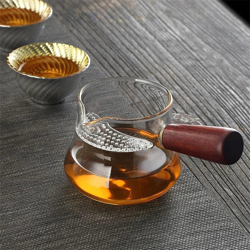 Tee Spender aus Borosilikatglas mit Holzgriff und Filter 250 ml