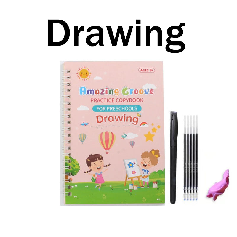 Wiederverwendbares 3D Übungsbuch für Kinder zum Lernen und Schreiben