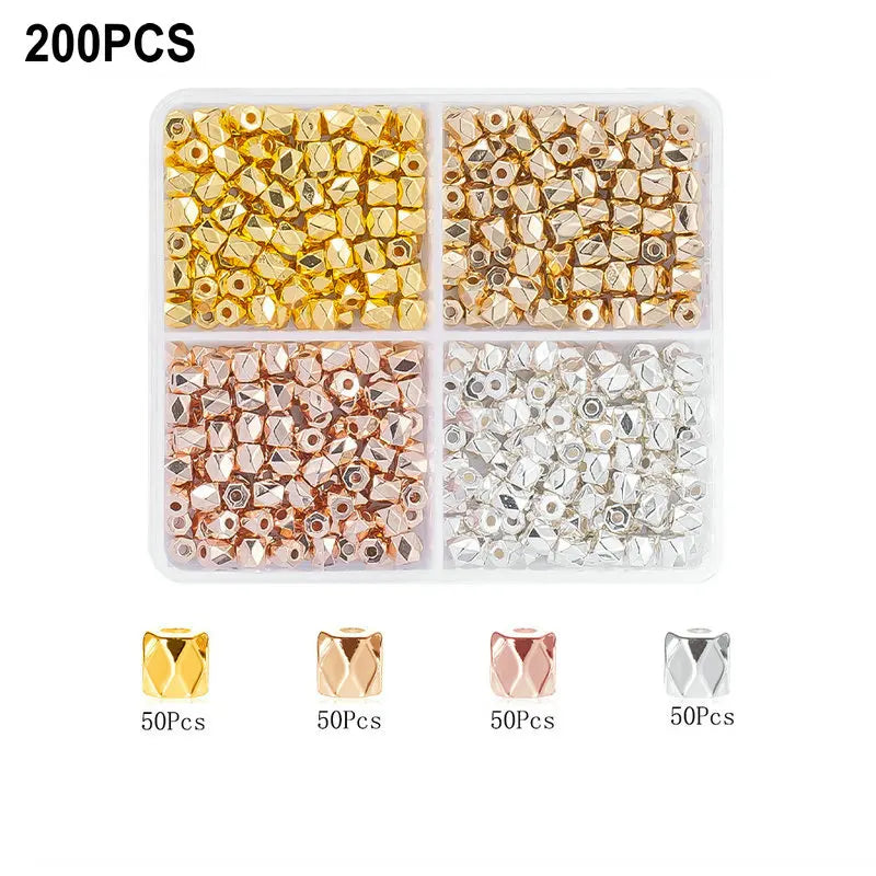 4 Farben CCB Spacer Perlen Kit mit 6 Stilen für Schmuck DIY Handwerk