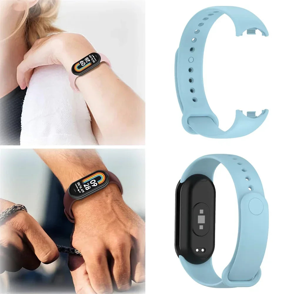 Atmungsaktives Silikon-Sportarmband kompatibel mit Mi Band 8 NFC