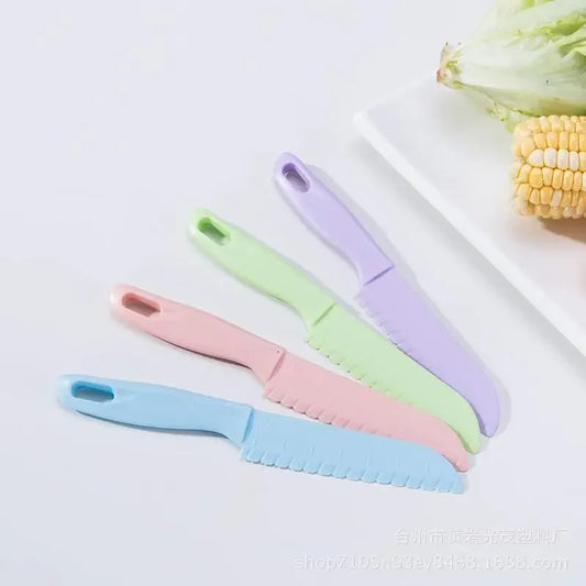 Sichere Kunststoff Kinder Küchenmesser mit Sägezahn Klinge für Obst und Gemüse