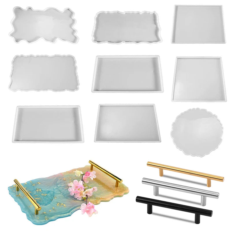 Große rechteckige Silikonform für Epoxidharz Tablett DIY Untersetzer