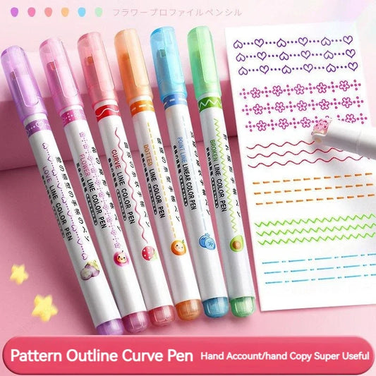 Kawaii Blumen-Highlighter Set 6 Farben mit Roller Spitze – Perfekt für Schule - Büro