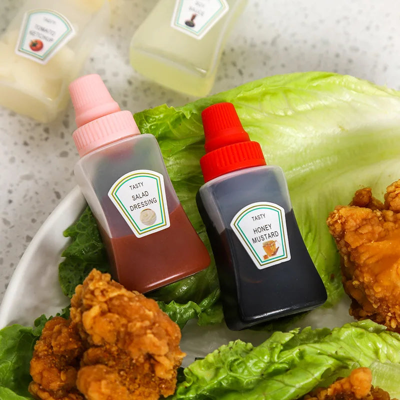 4er Set 25ML Mini Sauce Flaschen Tragbare Ketchup Honig Senf Behälter