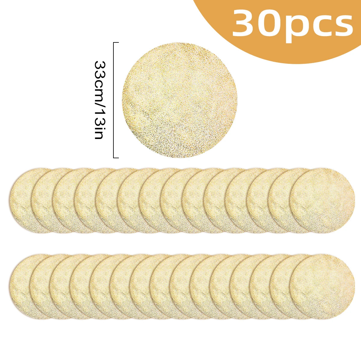 Gold Einweg Tischsets Rund 33cm für Weihnachtsfeier & Festliche Deko