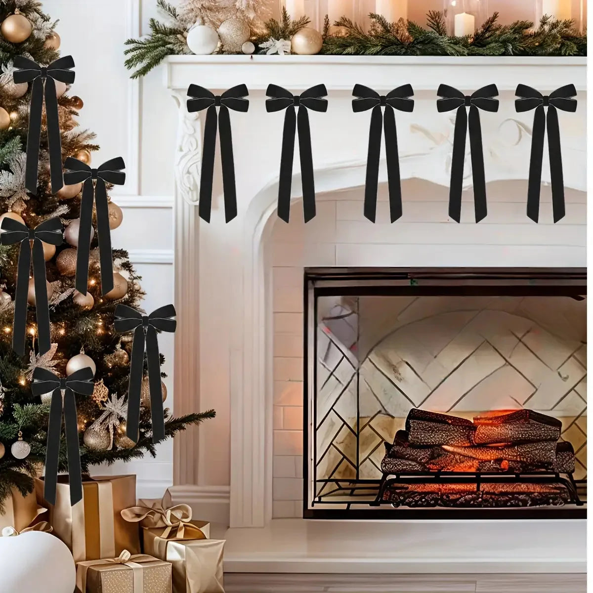 10er Set festliche Samt-Weihnachtsschleifen für Baum & Deko