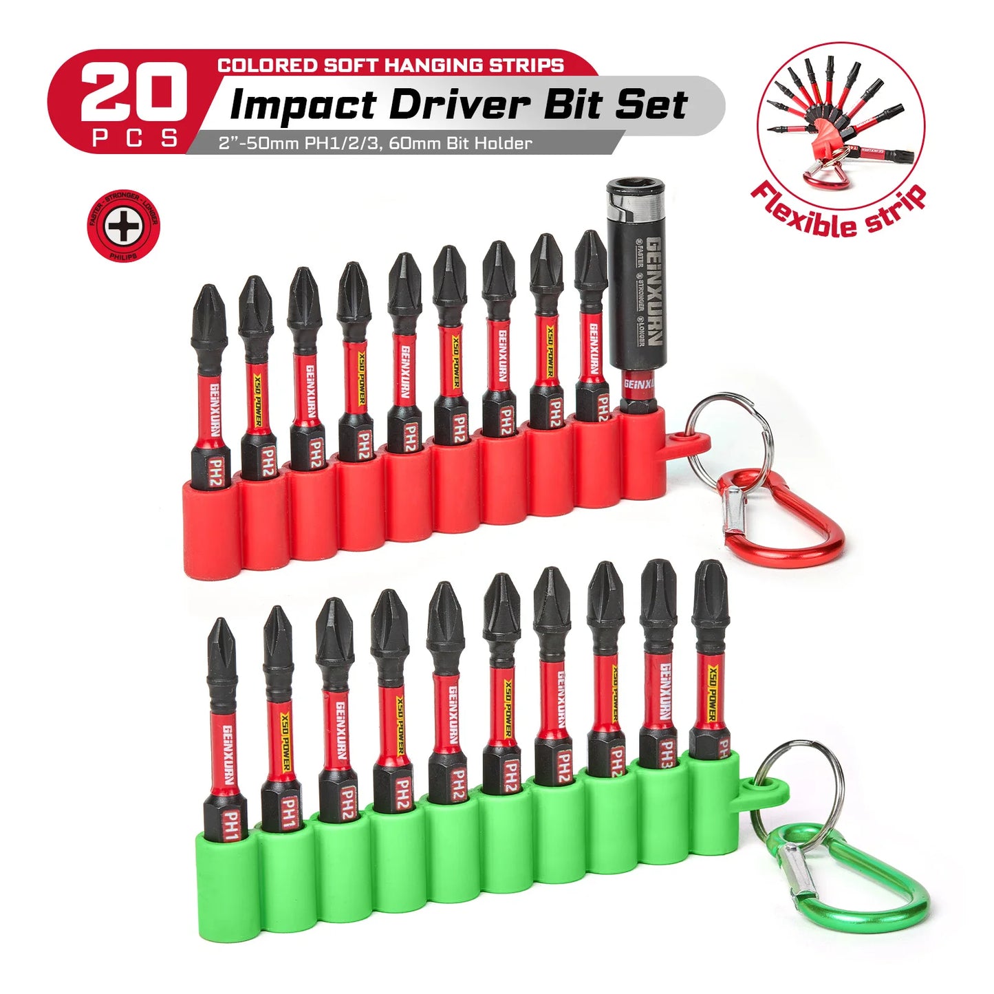 Impact Kreuzschlitz Schraubendreher Bits Set PH1/2/3 magnetisch S2-Stahl