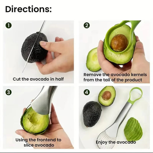 Avocado-Schneider, 2-in-1, Edelstahl, Avocado-Schneider, Schäler, Messer, Pitaya, Kiwi-Schneider, Schäler, Küchenhelfer, Obst, Gemüse, Werkzeuge - Yabubest - Home & More
