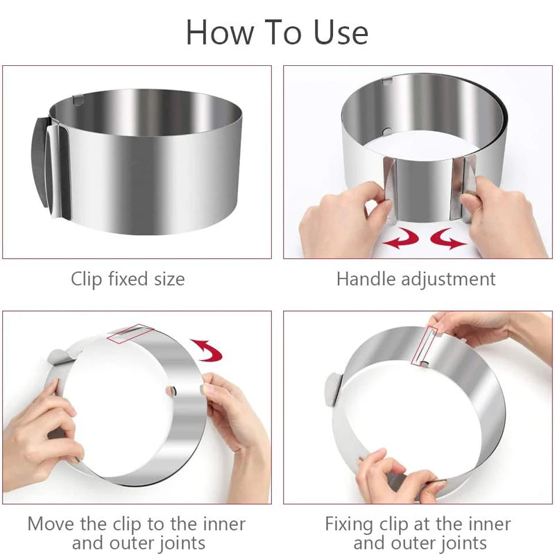 Einstellbarer Edelstahl Mousse Ring 6 bis 30 cm mit Skala
