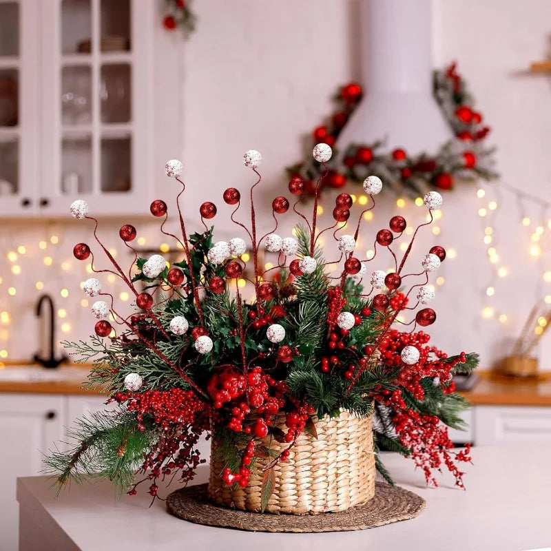 Funkelnde Mini-Kugeln Baumzweige fuer Weihnachtsdeko DIY Festival Party