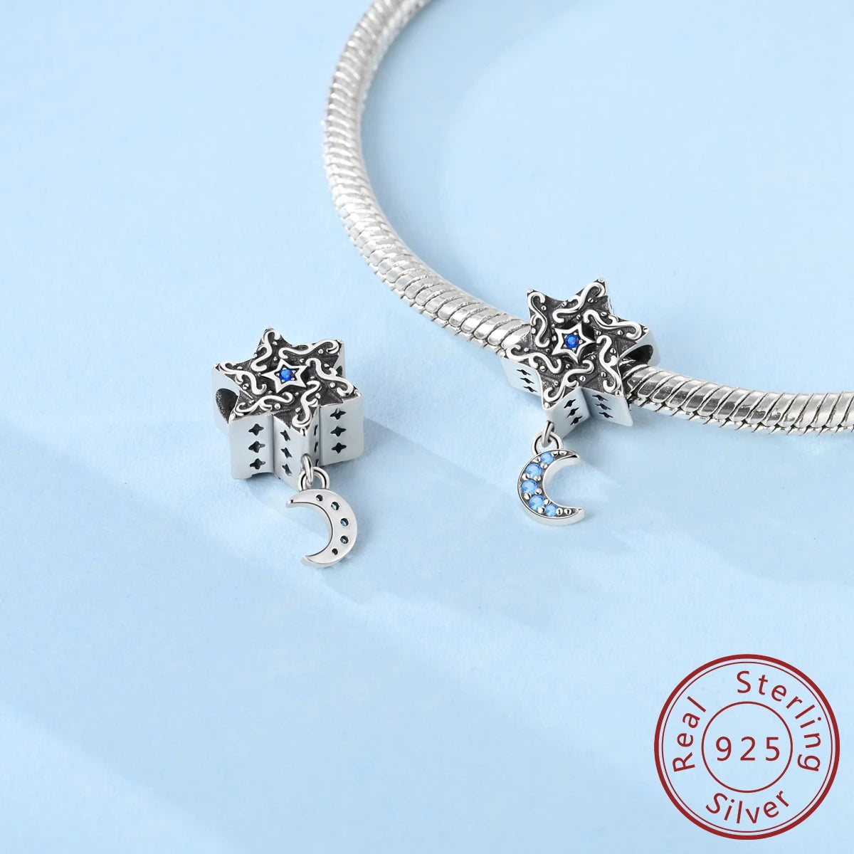 925er Sterlingsilber Charms mit Zirkon – Familie, Hund - Sternenhimmel Set