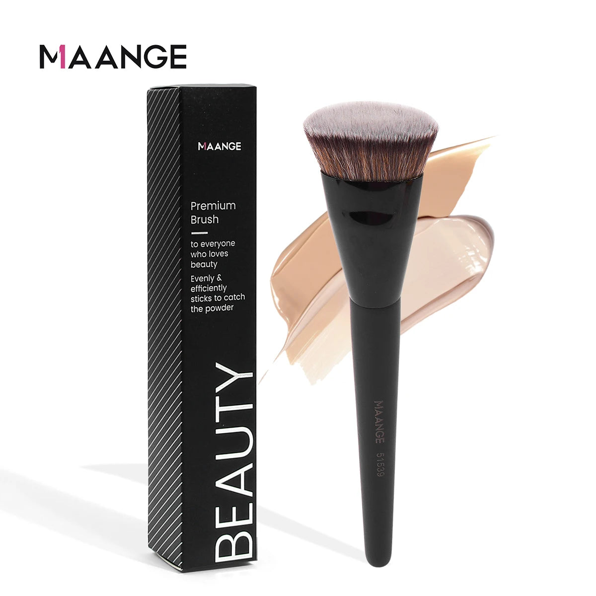 Flacher runder Make-up-Pinsel mit Box – vielseitig, weich - hautfreundlich