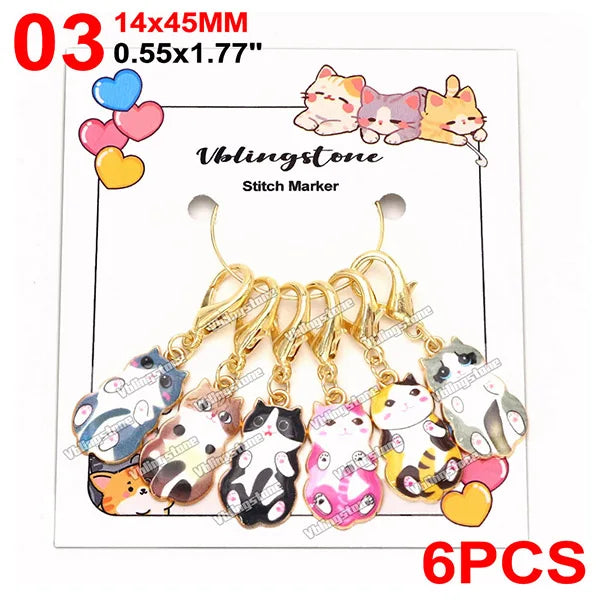 Mix Metall Katze Anhänger Häkeln und Stricken Stich Marker Kits Nadel Clip
