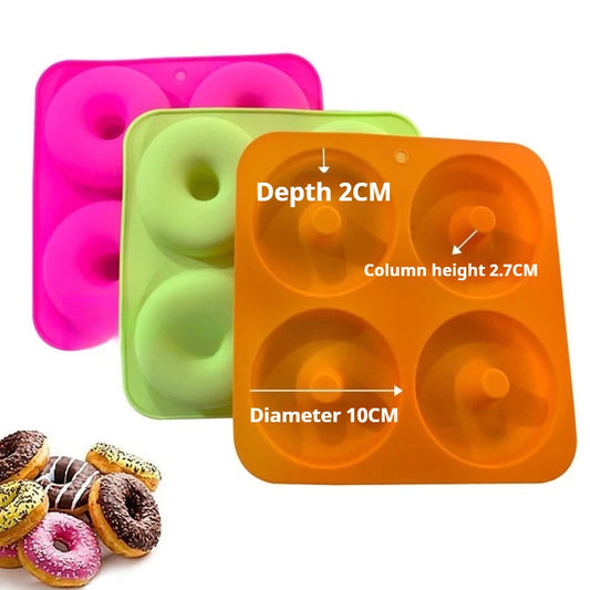 Silikon-Kuchenform mit 4 großen Donuts 10 cm, hitzebeständig