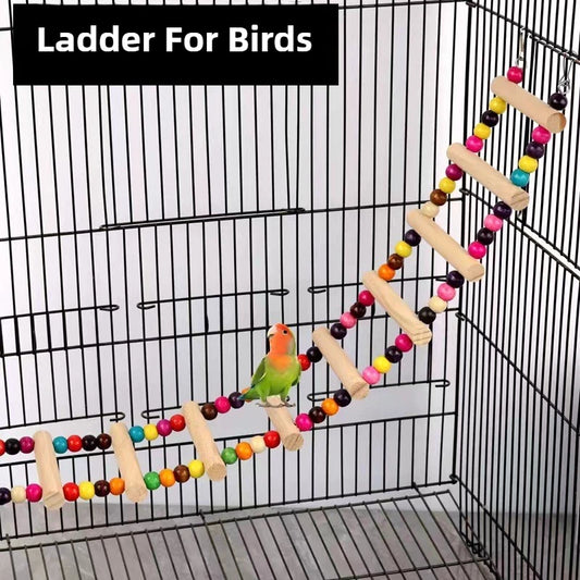 Natürliche Holzvogel Leitern Kletterspielzeug mit bunten Kugeln für Sittiche