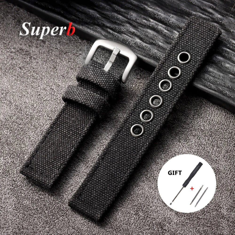 Nylon Uhrenarmband 20 22 24mm Sport Militär Stil – für Smartwatch u. Uhr