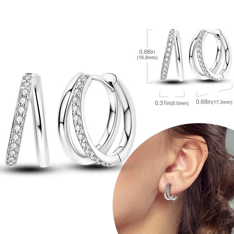925 Sterling Silber Creolen mit Zirkonia Wassertropfen für Damen