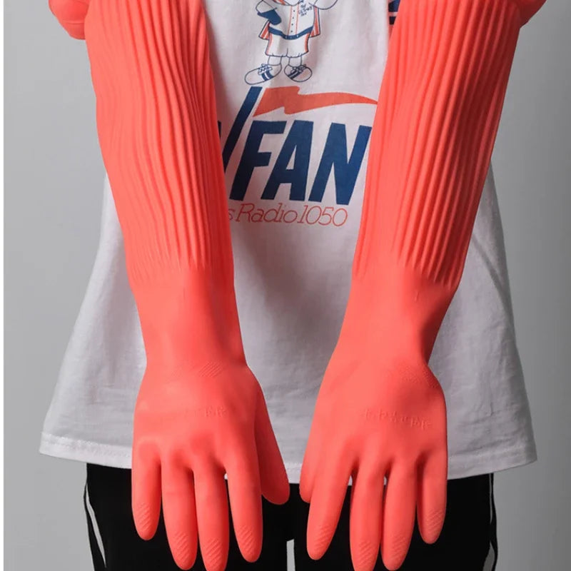 1 Paar verlängerte Silikon Reinigungshandschuhe für Küche und Haushalt