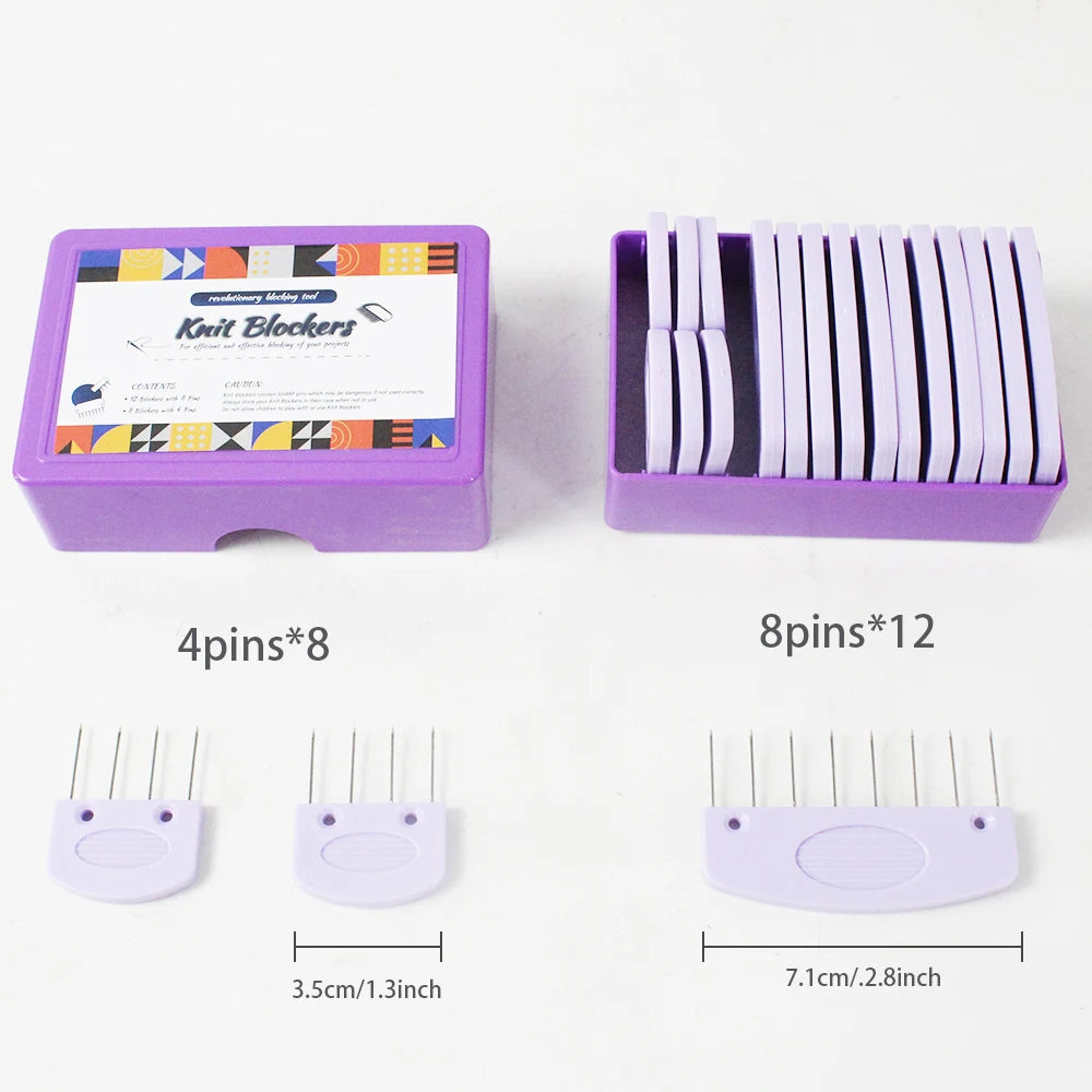 20-teiliges Edelstahl Strickblocker Set mit Kämmen und Nadeln für Stricken