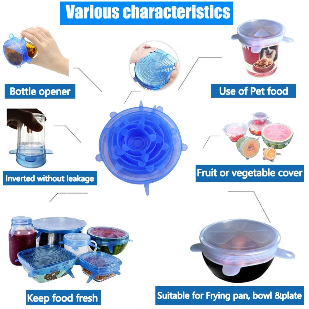 Lebensmittel Silikon Abdeckungen Set Wiederverwendbar Aufbewahrung