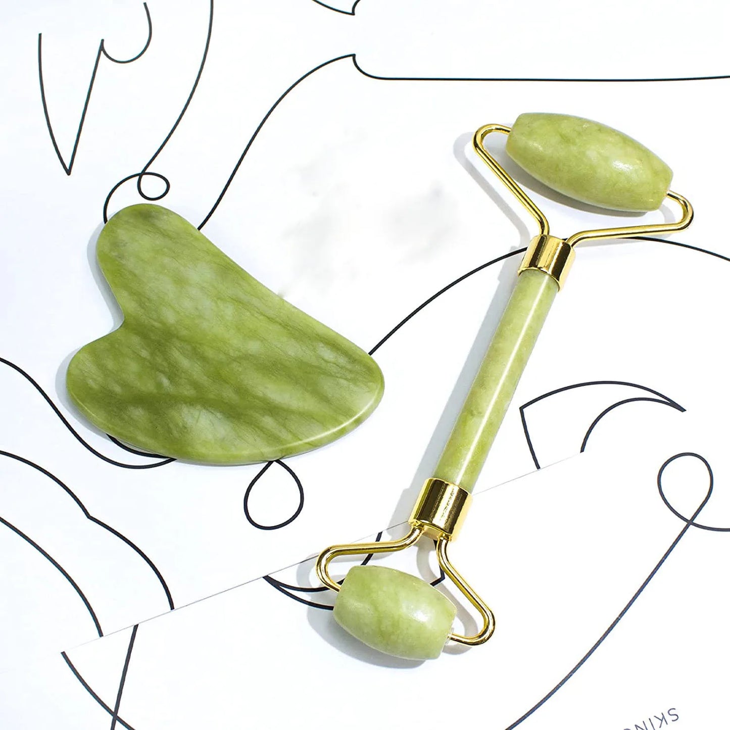 2er Set Gua Sha Naturstein Massagewerkzeug für Gesichtsmassage
