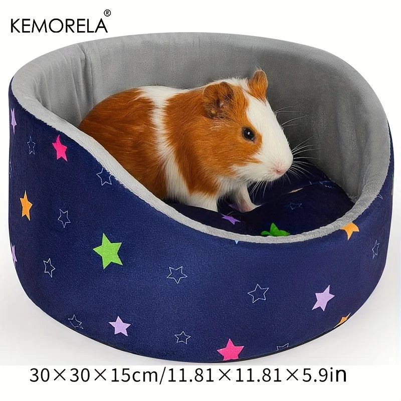 KEMORELA Gemütliches Meerschweinchenbett, weiches, waschbares Kuschelbett für kleine Haustiere mit dickem, abnehmbarem Polster, dunkelgrünes Pilzblattmuster-Yabubest - Home & More