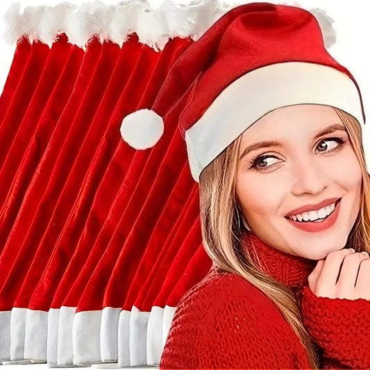 1-36 Stück klassische Vlies-Weihnachtsmannmützen für Erwachsene und Kinder