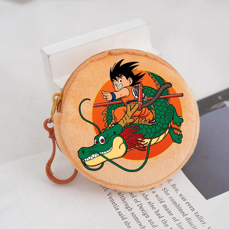 Plüsch Mini Geldbörse mit Reißverschluss rund Cartoon Schlüsselanhänger