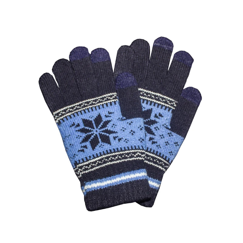Warme Strick Winterhandschuhe mit Schneeflocken für Damen und Herren