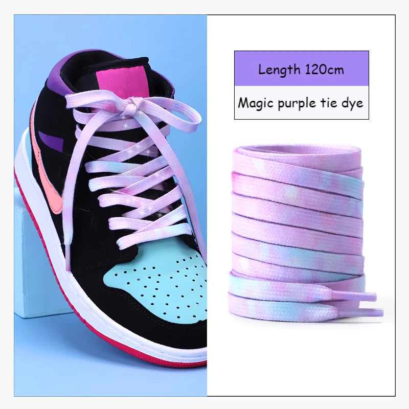 Tie Dye Schnürsenkel Flach Farbverlauf für Sportschuhe 120 140 160cm
