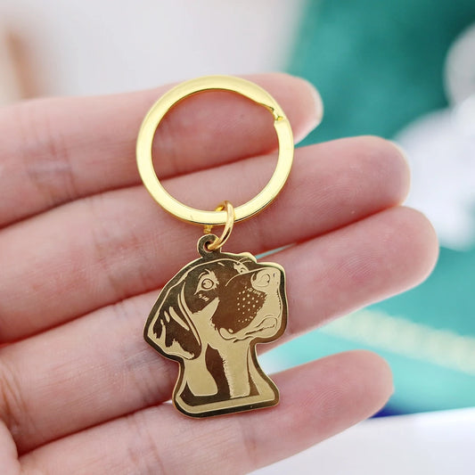 Eleganter Weimaraner Schlüsselanhänger aus Edelstahl – Glücksbringer in Silber - Gold