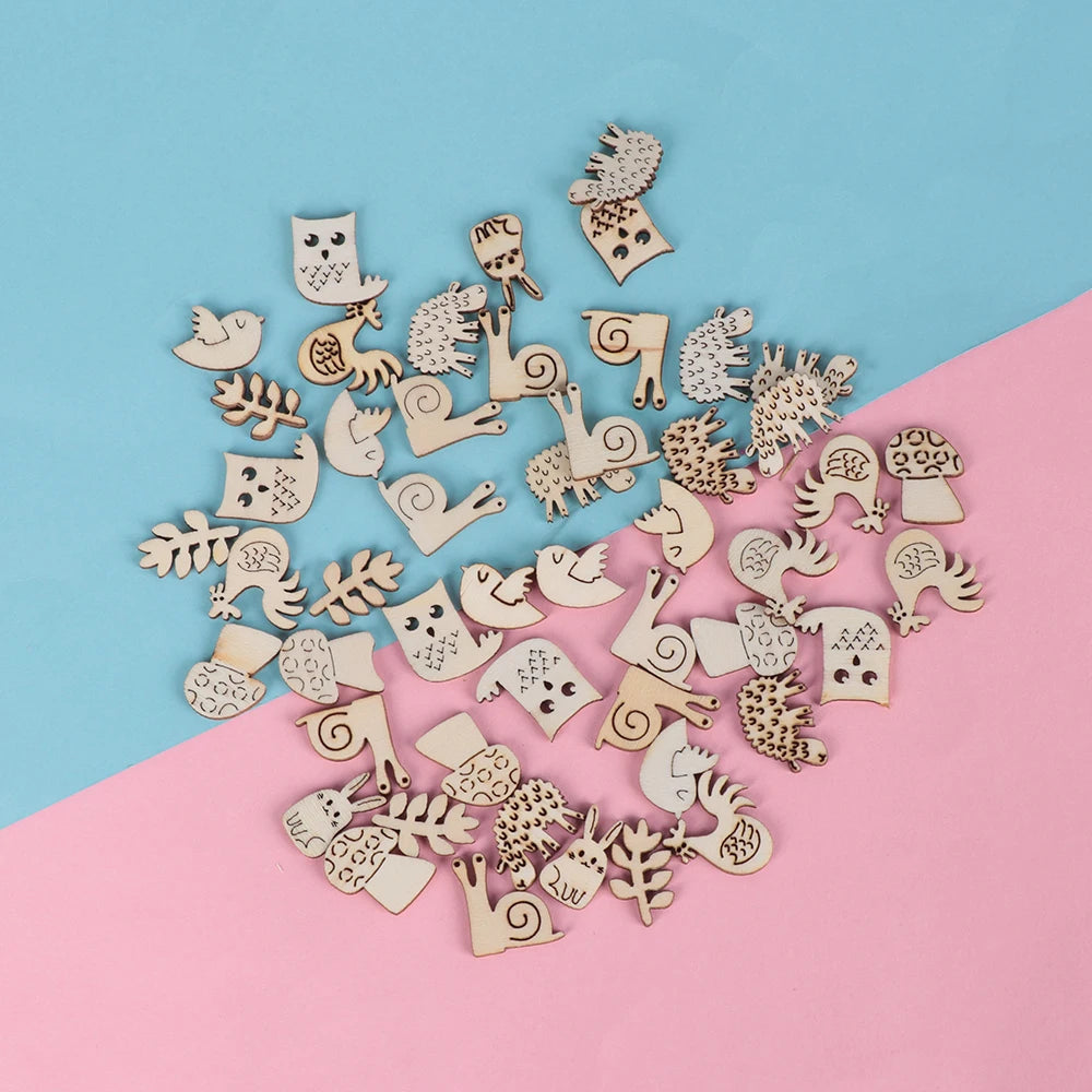 50-teiliges Set aus Holzornamenten für DIY Handwerk und Dekoration - Yabubest - Home & More