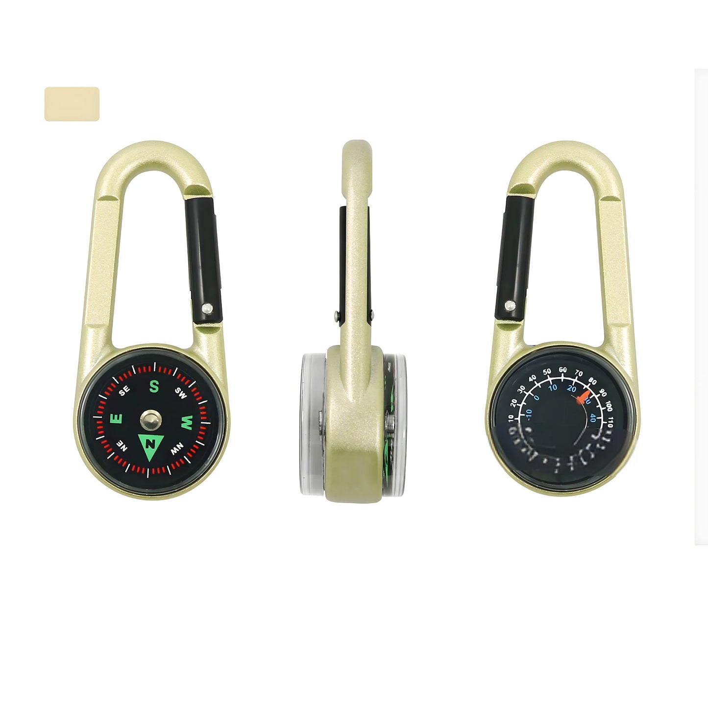 3-in-1 Outdoor Kompass Thermometer Karabiner für Wandern - Survival