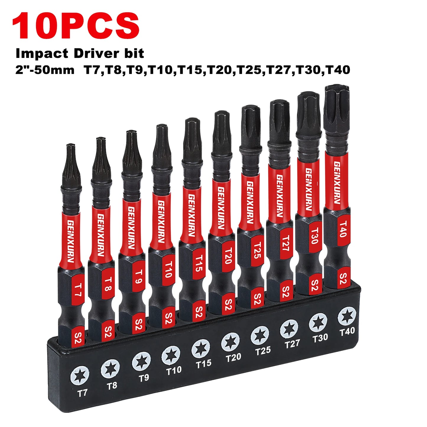 Magnetisches Torx-Bit-Set T7-T40 aus S2 Stahl, stoßfest - präzise, 10-teilig