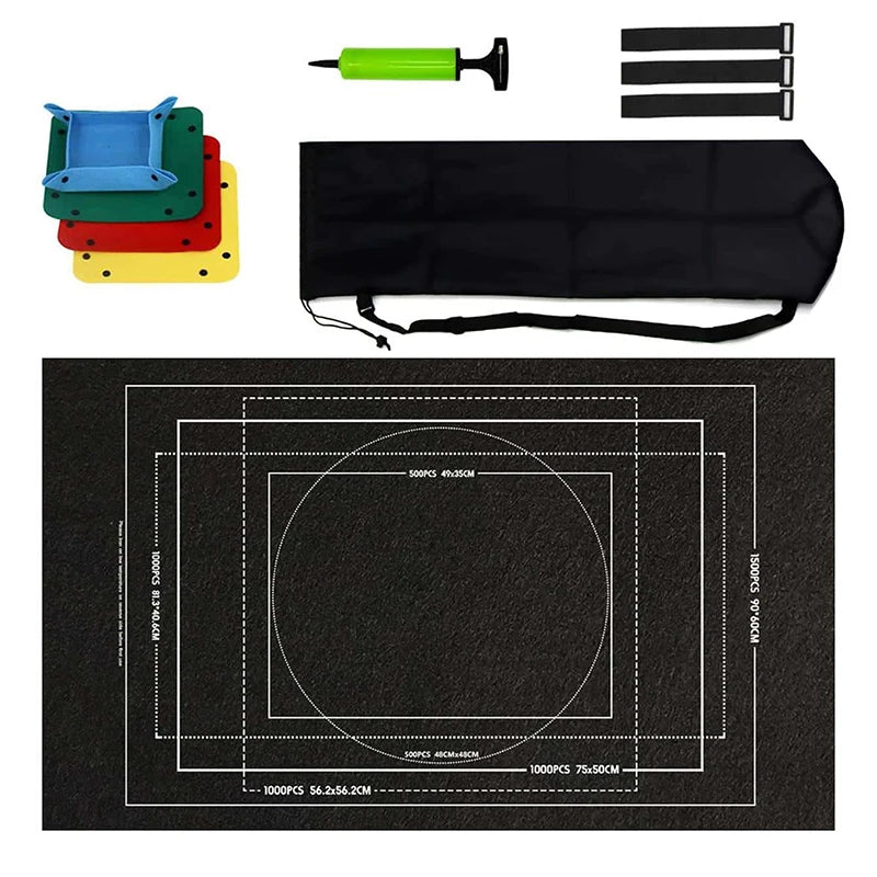 Tragbare Puzzle Aufbewahrungsmatte aus Filz in Grau Schwarz