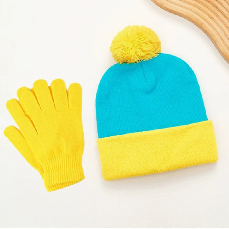 Unisex Strickmütze und Handschuhe Set für Winter und Cosplay