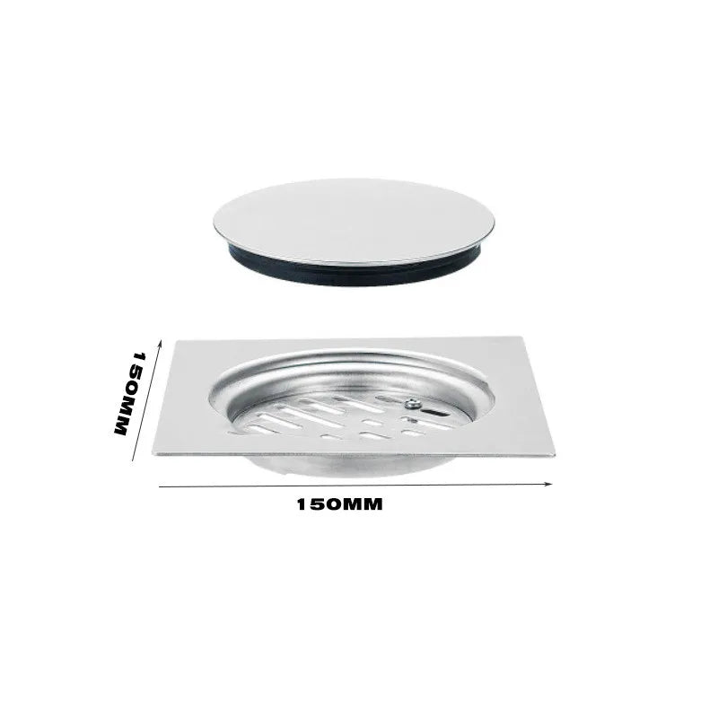 304 Edelstahl Duschablauf quadratisch 15x15cm Bodenablauf Abfallgitter